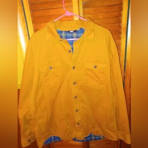 Lands' End Mustard Yellow Flannel Denim Jacket Size XL